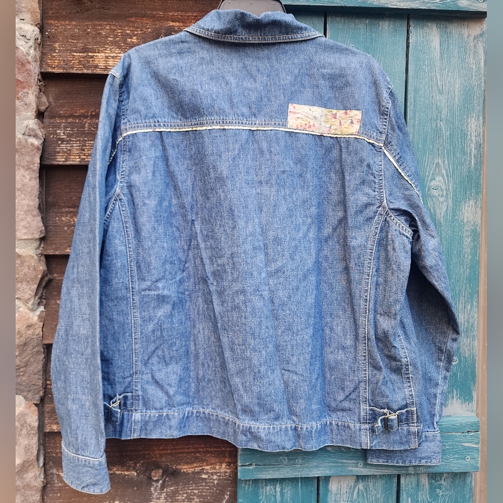 Denim Shacket Jacket Blast Blues Patch L Vintage? - Picture 2 of 12